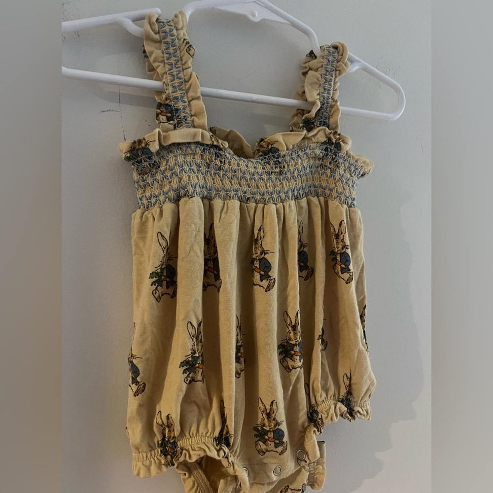 Kate Quinn Bamboo Peter Rabbit Smocked Bubble Romper 6-12M Cottagecore Baby - Picture 2 of 4